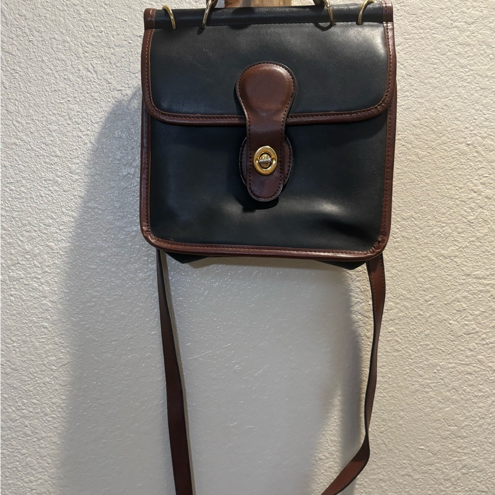 Coach Black and Brown Leather Messenger Bag